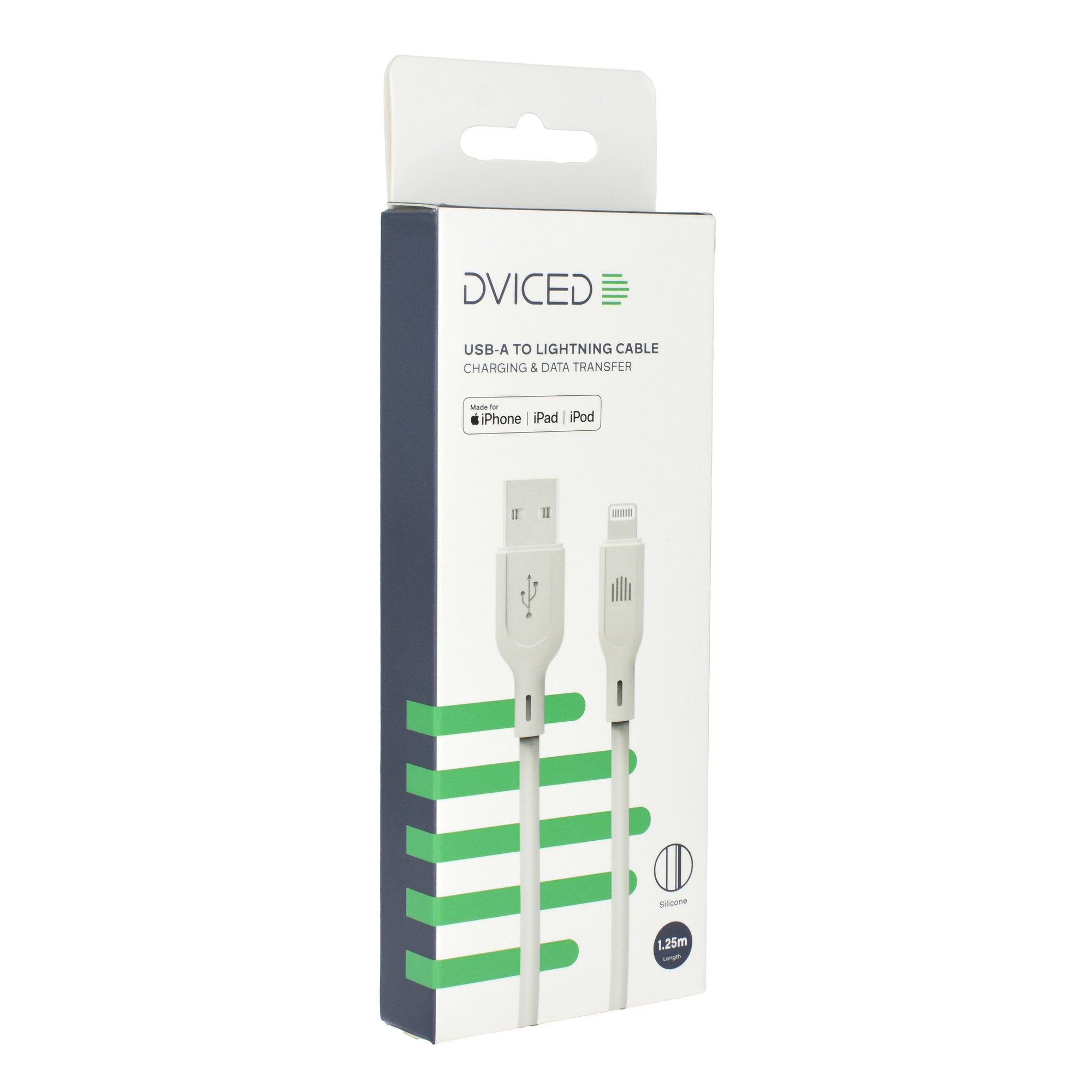 Dviced Cable USB-A to Lightning silicone 1,25m - White