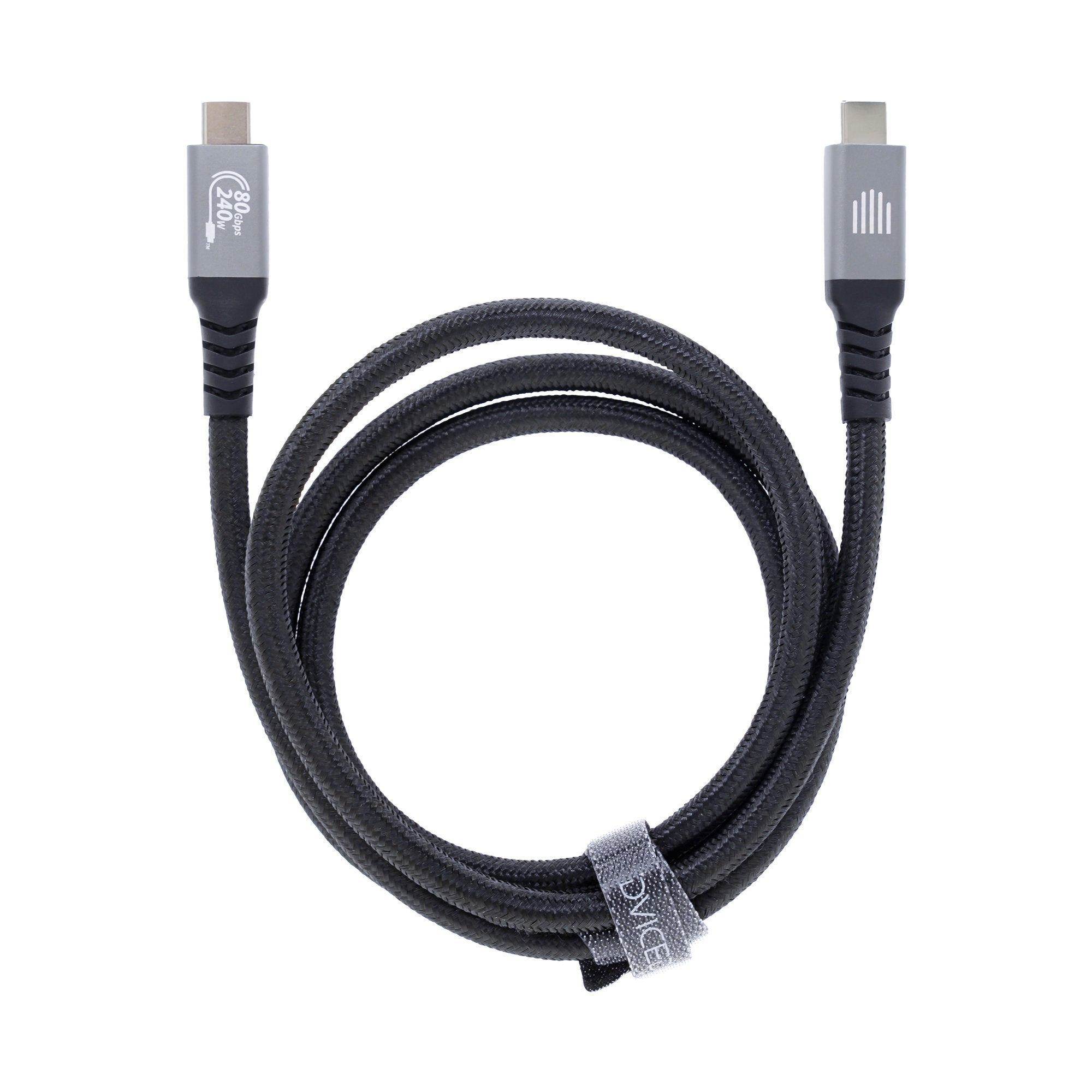 Dviced USB4 Braided Cable, 80 Gbps, 240 W, (Thunderbolt compatible), 1m - Black