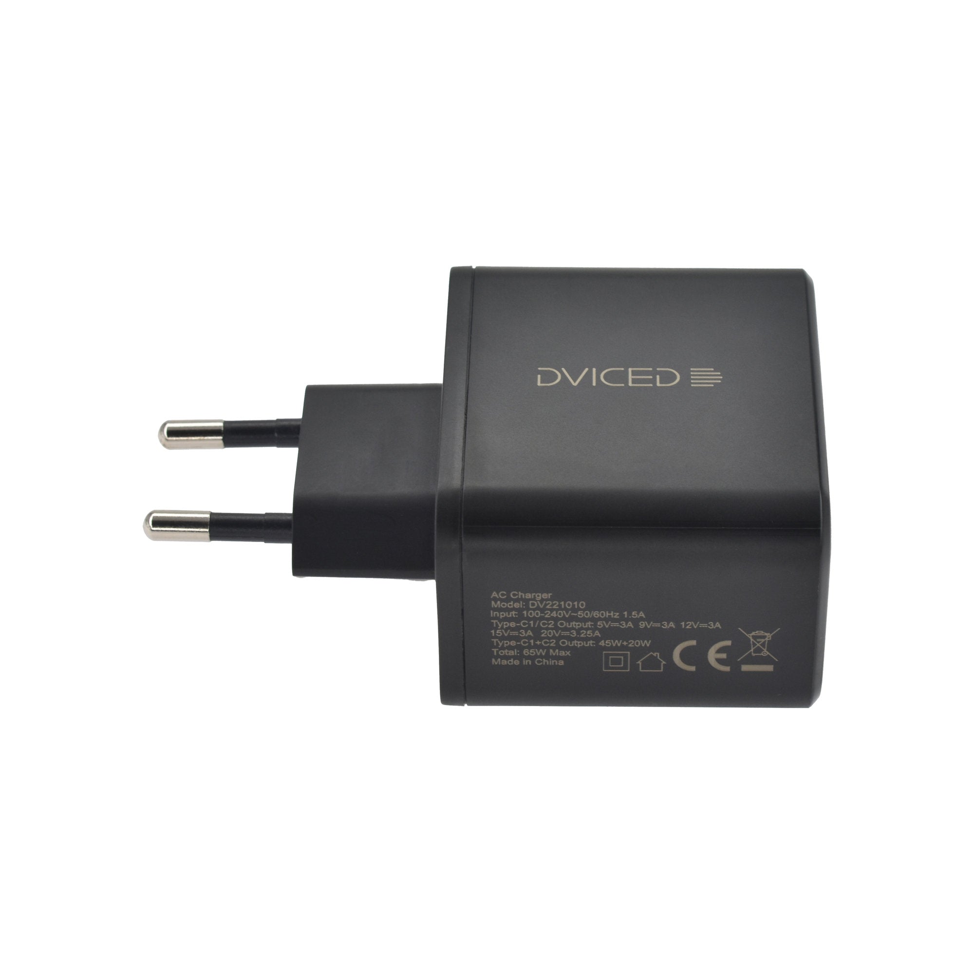 Dviced Wall charger 65W GaN 2 USB-C EU - Black