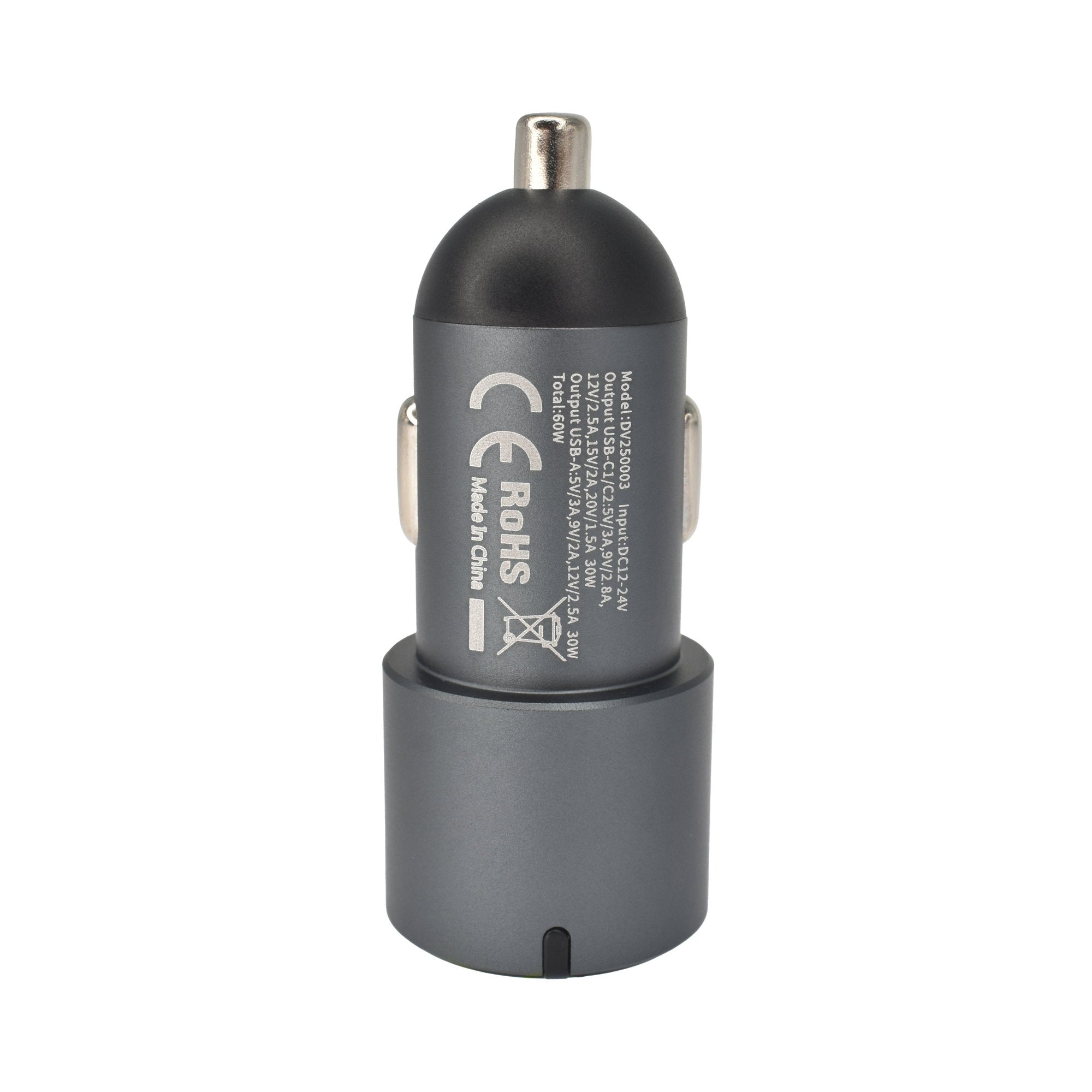 Dviced Car charger 60W 1 USB-A, 2 USB-C - Gray