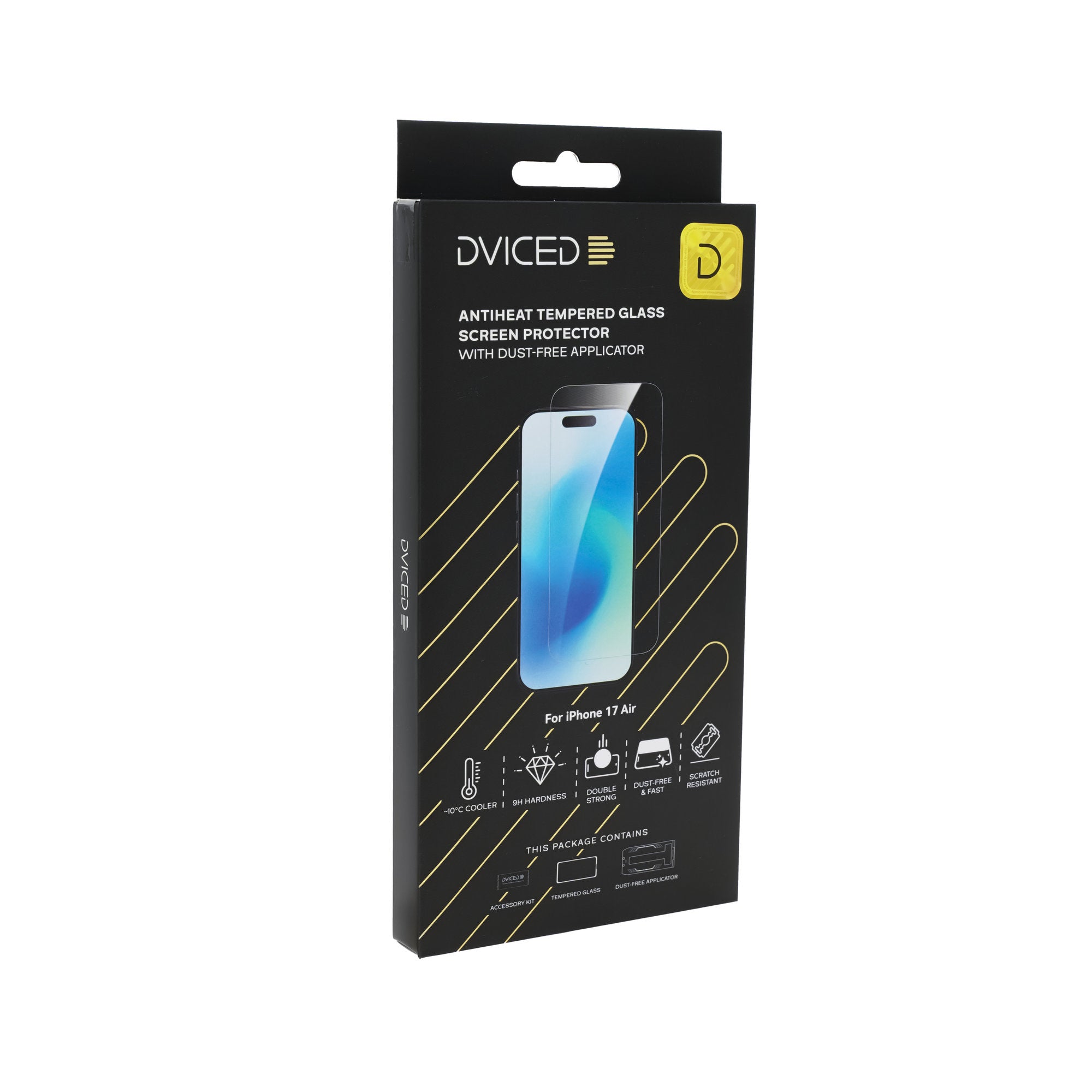 Dviced AntiHeat Tempered glass screen protector for iPhone Air with dust-free applicator
