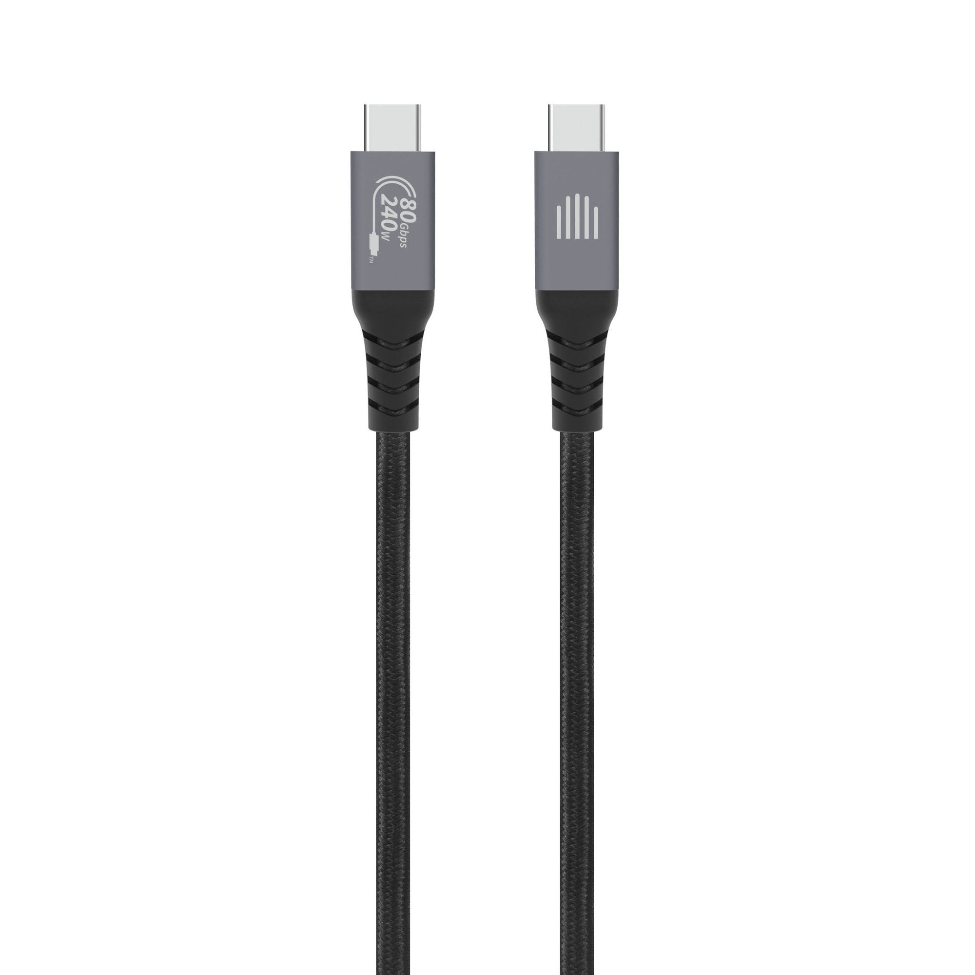 Dviced USB4 Braided Cable, 80 Gbps, 240 W, (Thunderbolt compatible), 1m - Black
