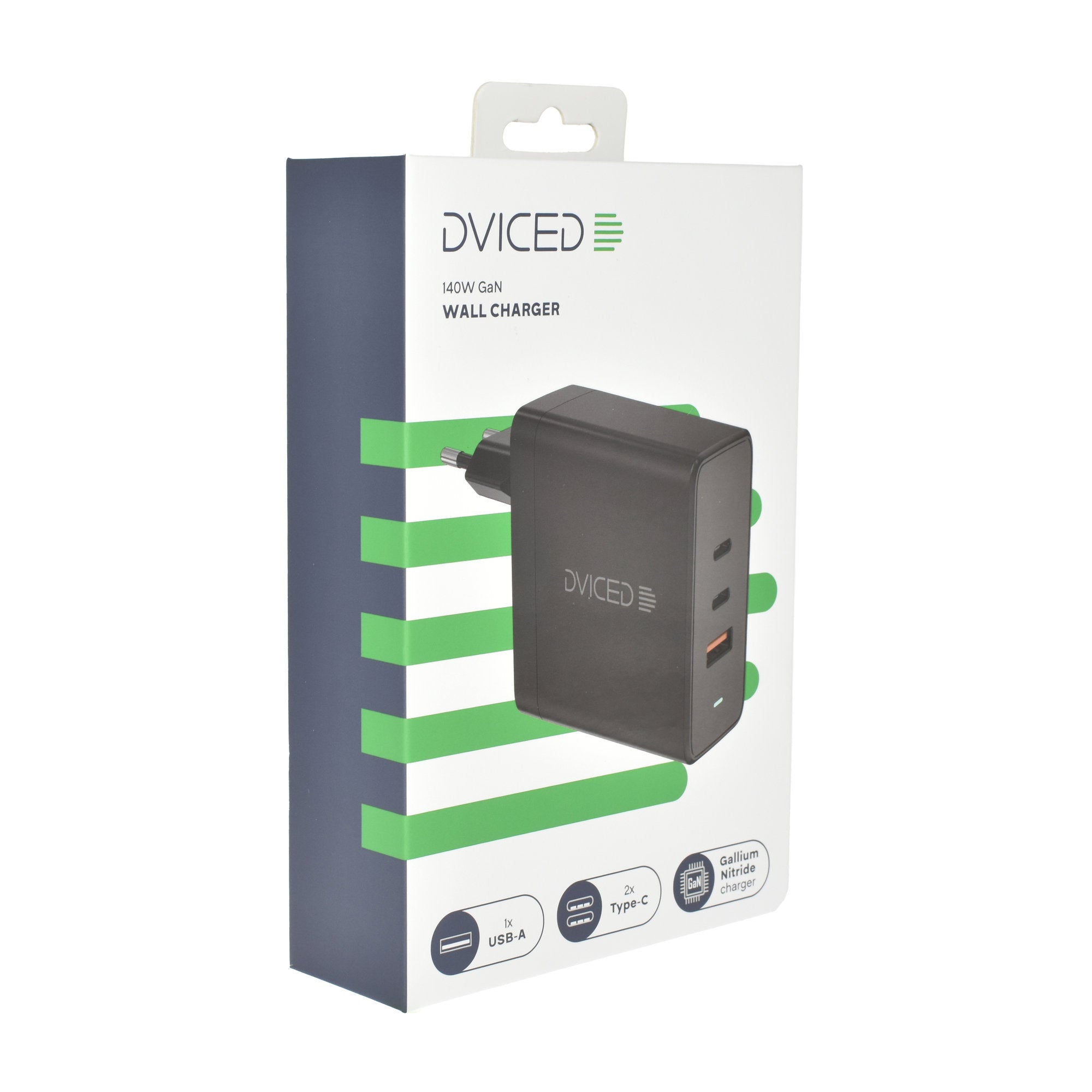 Dviced Wall charger 140W GaN 2 USB-C, USB-A EU - Black