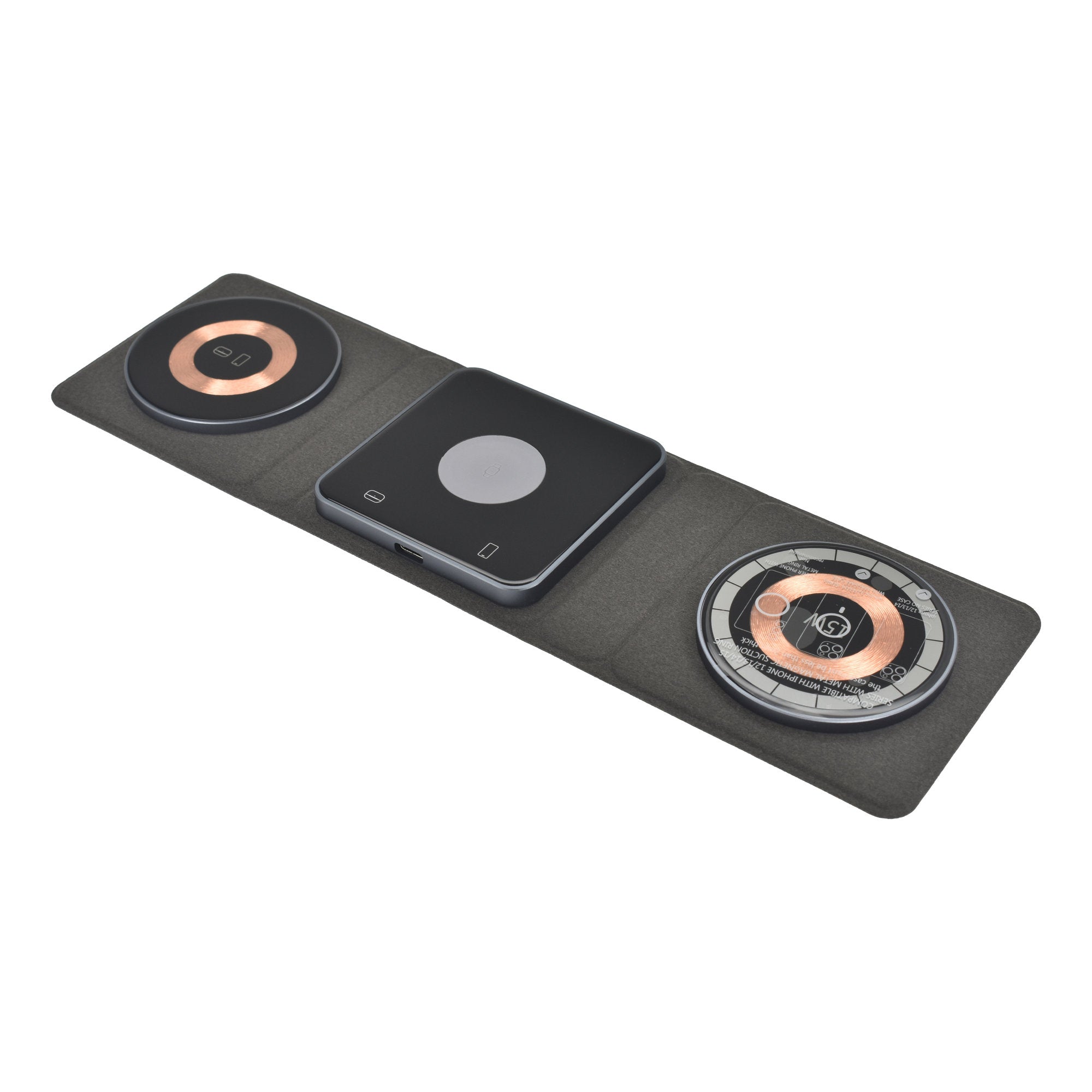 Dviced 3-in-1 foldable magnetic wireless charger - Black/Copper