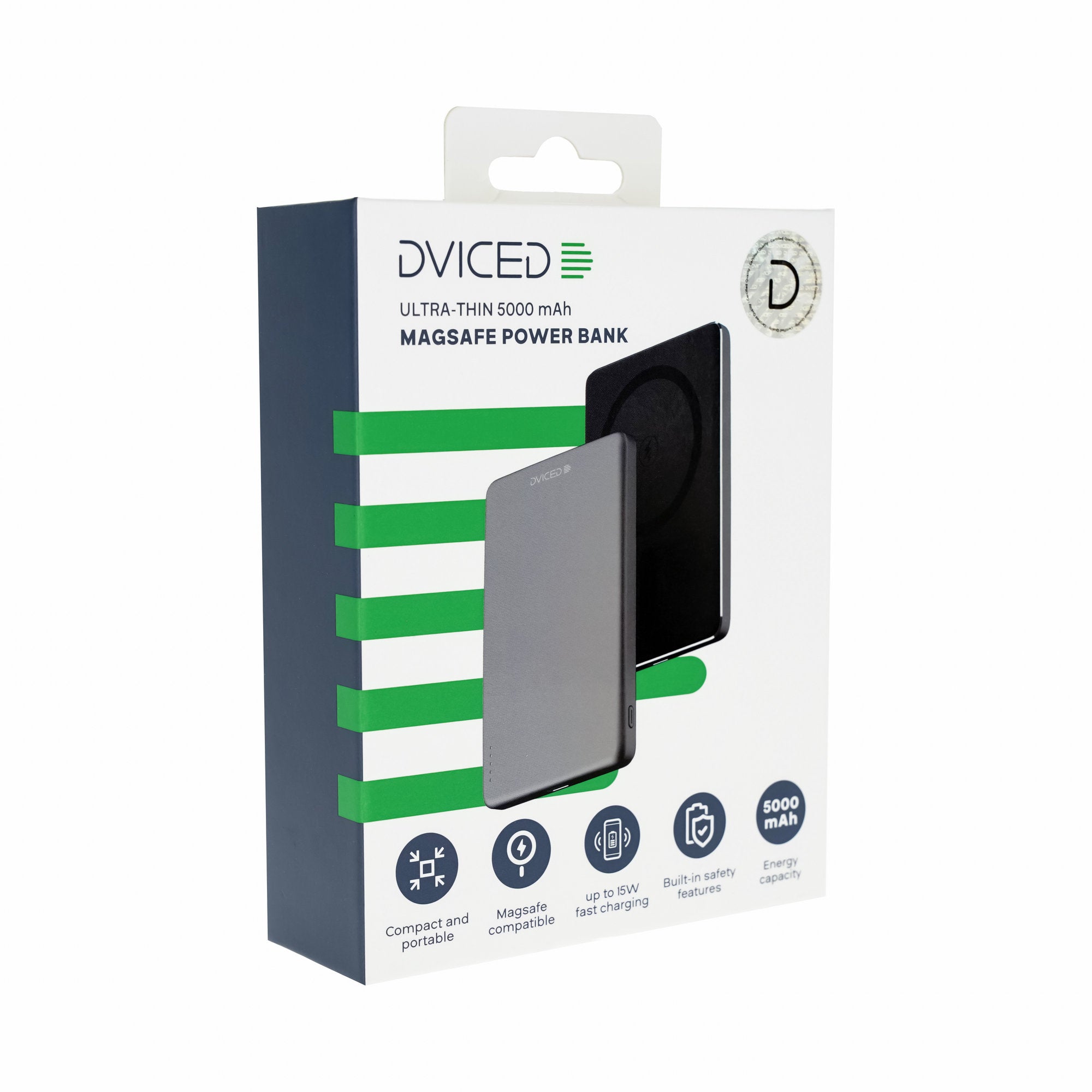 Dviced Ultrathin MagSafe Power bank 5000mAh - Black/Grey