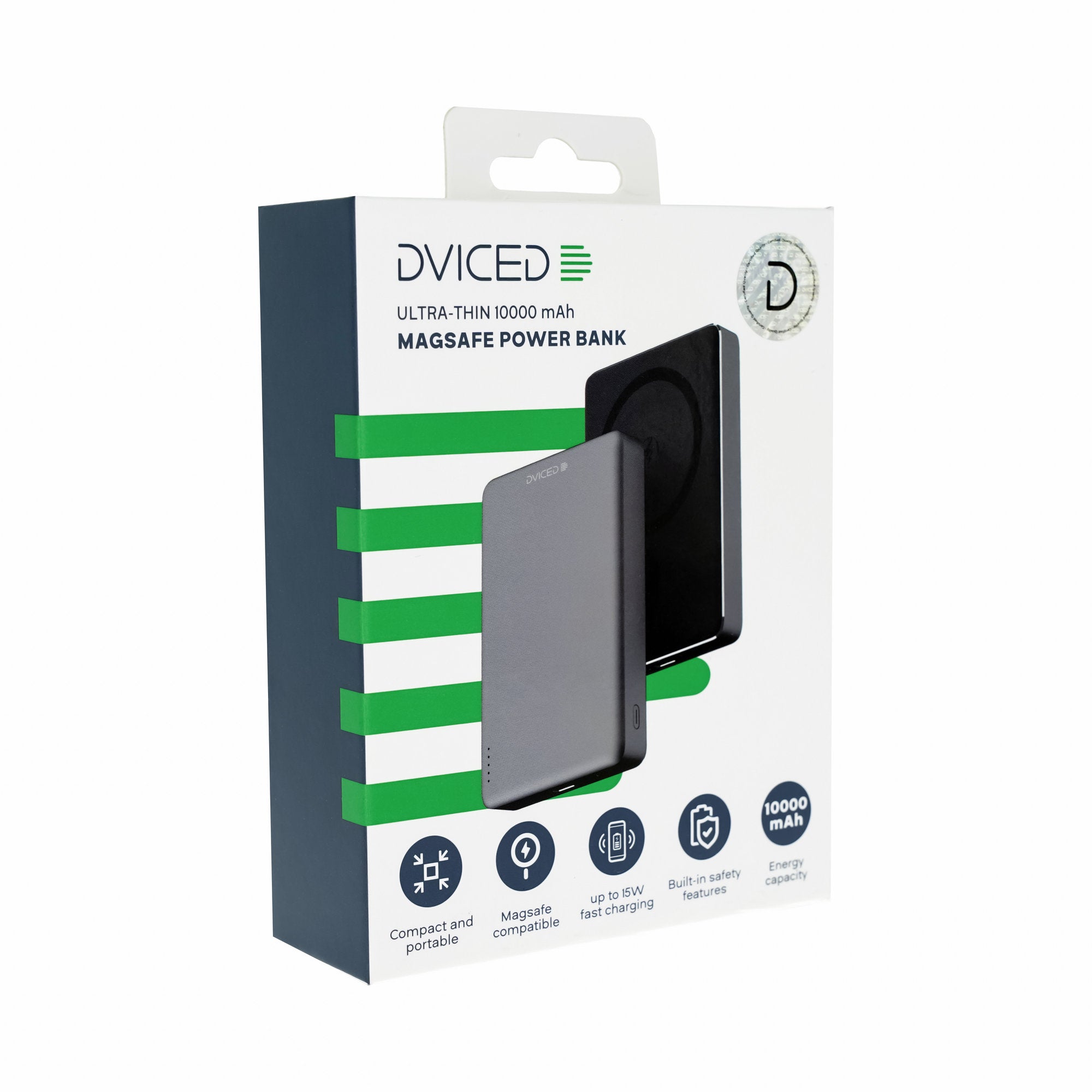 Dviced Ultrathin MagSafe Power bank 10000mAh - Black/Grey