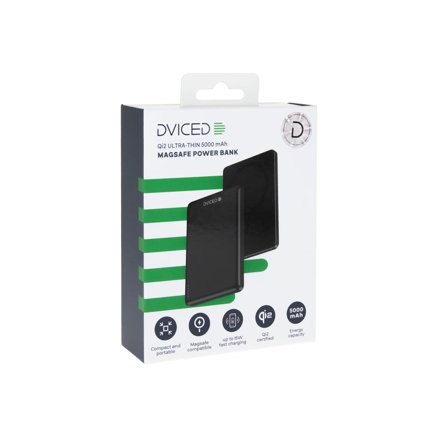 Dviced Qi2 Ultrathin MagSafe Power bank 5000mAh - Black