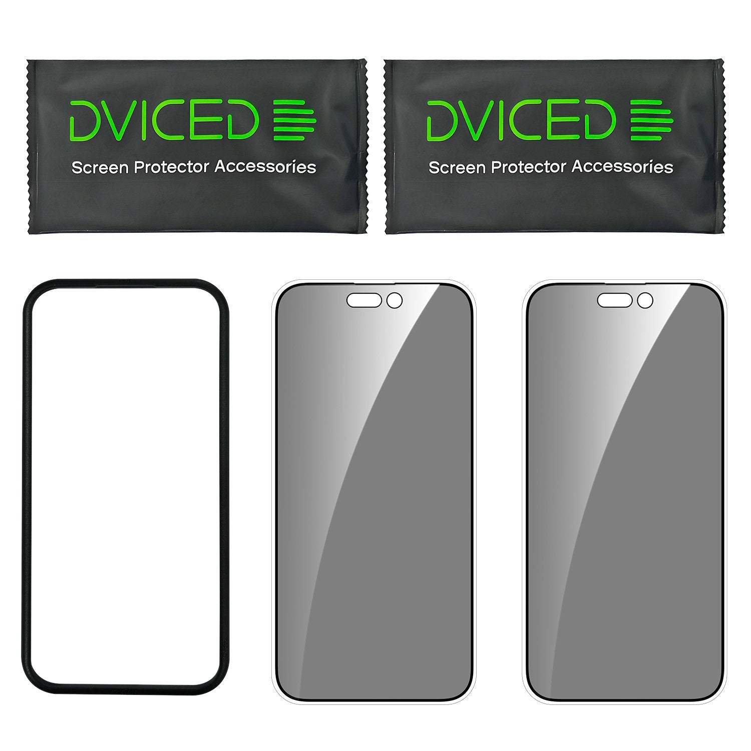 Dviced privacy tempered glass screen protector edge to edge for iPhone 16 with applicator Duo Pack