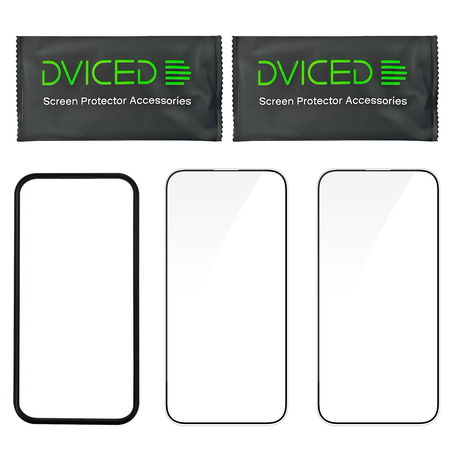 Dviced tempered glass screen protector edge to edge for iPhone 16 with applicator Duo Pack