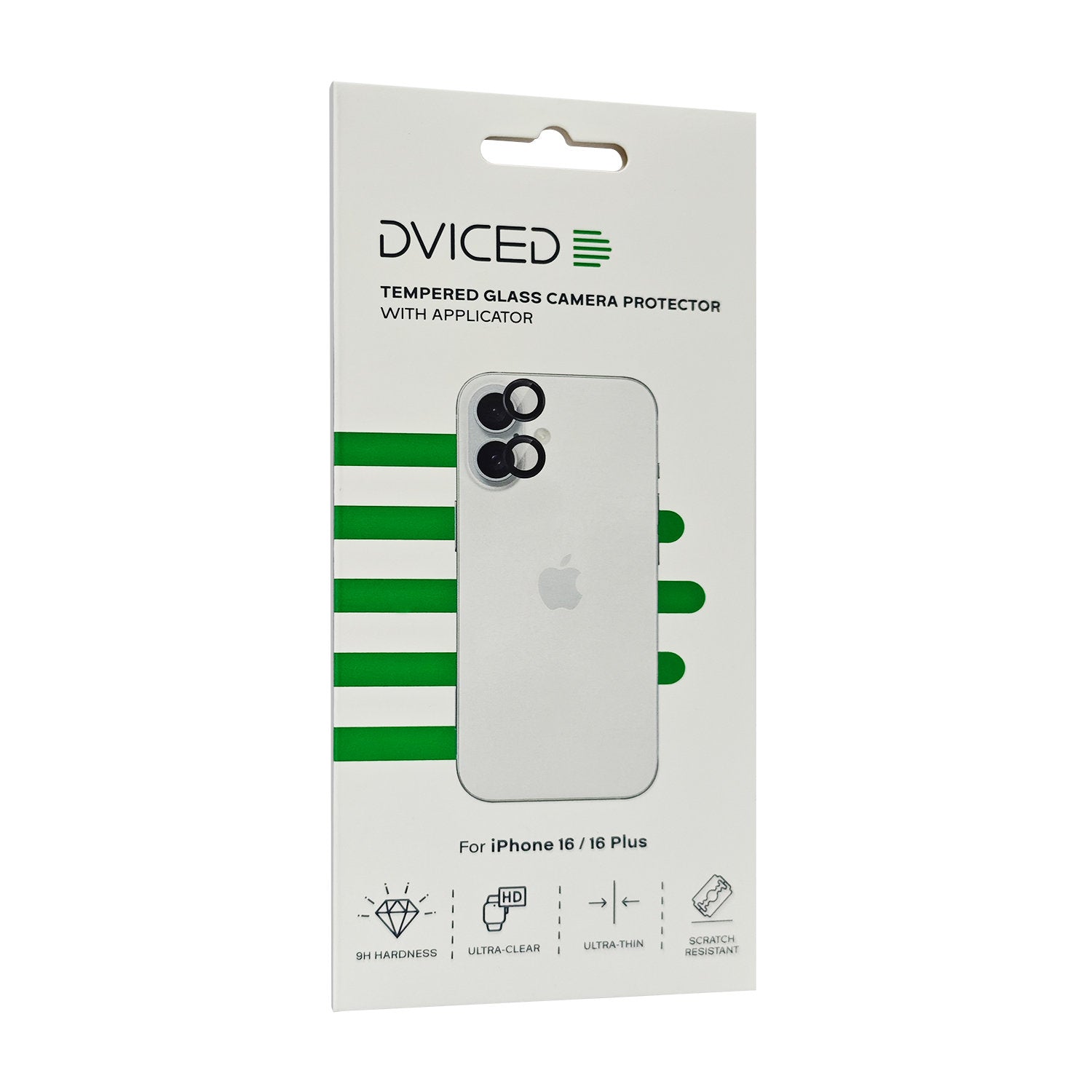 Dviced tempered glass camera protector for iPhone 16/16 Plus with applicator