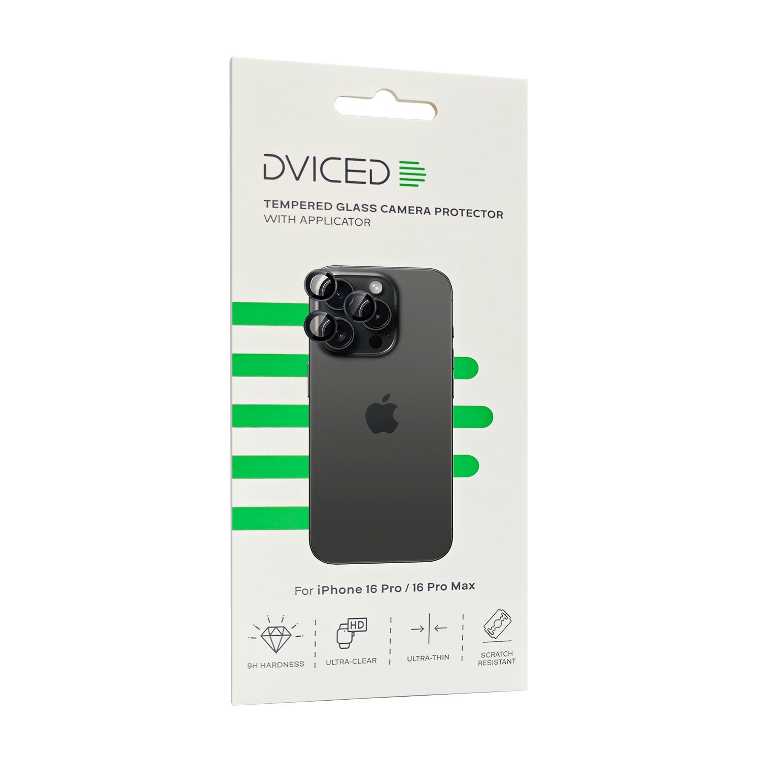 Dviced tempered glass camera protector for iPhone 16 Pro/16 Pro Max with applicator