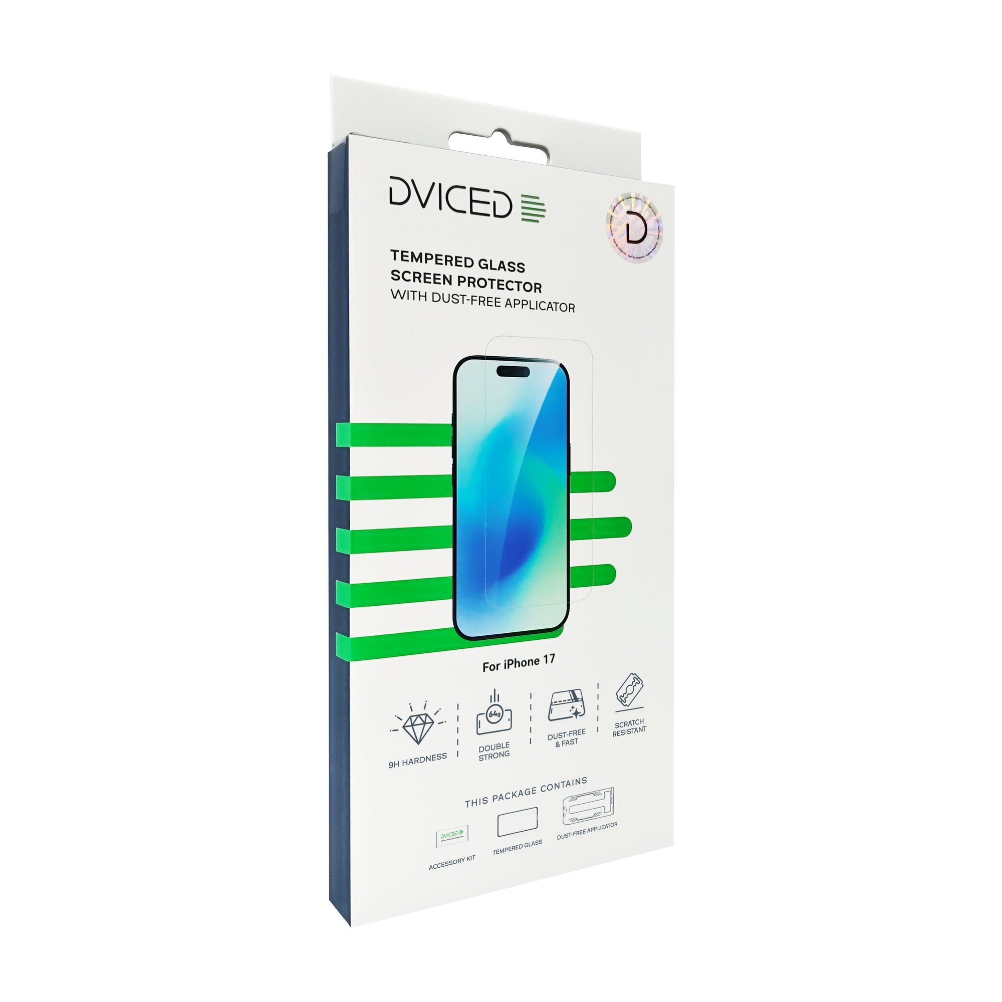 Dviced Tempered glass screen protector for iPhone 17 with dust-free applicator