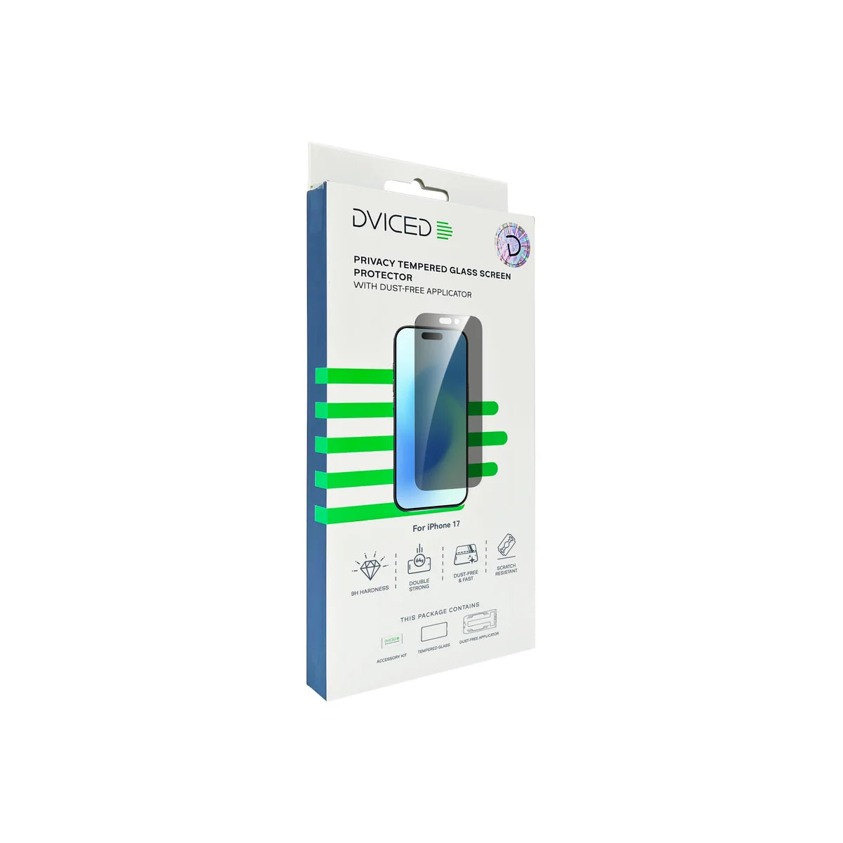 Dviced Privacy Tempered glass screen protector for iPhone 17 with dust-free applicator